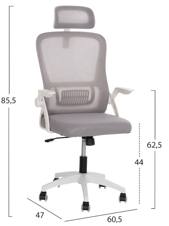 HomeMarkt Blazer Office Chair with Adjustable Arms Grey White