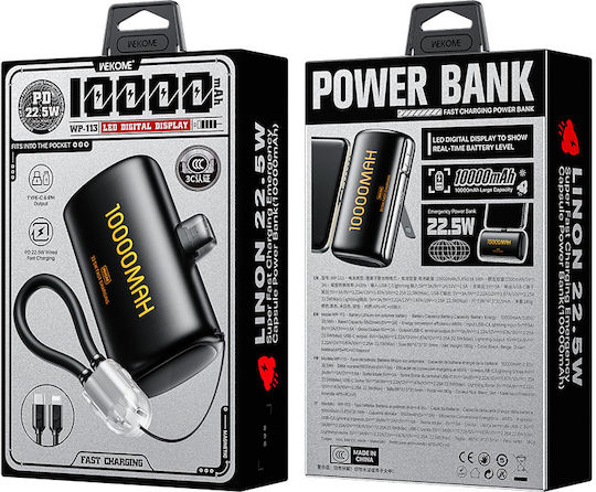 WK WP-113 Power Bank 10000mAh 22.5W Power Delivery Black