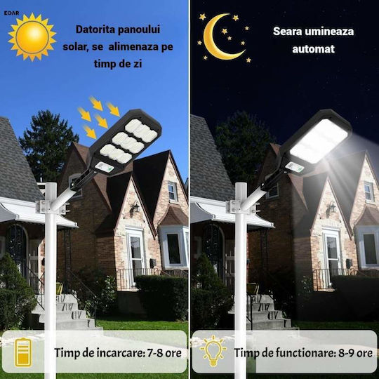 Lampă Solară Stradală cu Senzor de Mișcare, Fotocelulă și Telecomandă IP65