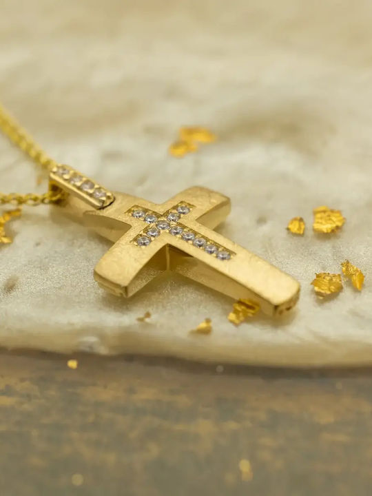 Дамски Златен Кръст 14K с Верижка