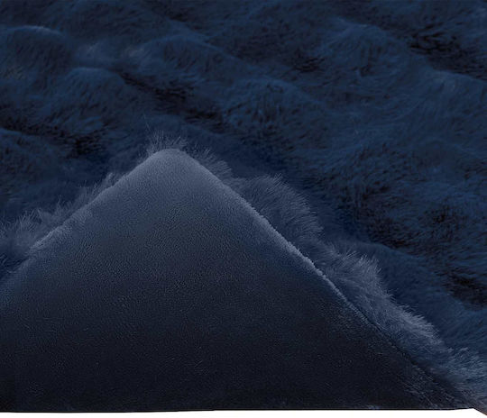 vidaXL Pătură Blănoasă Superdublă 220x240cm Albastru Marin