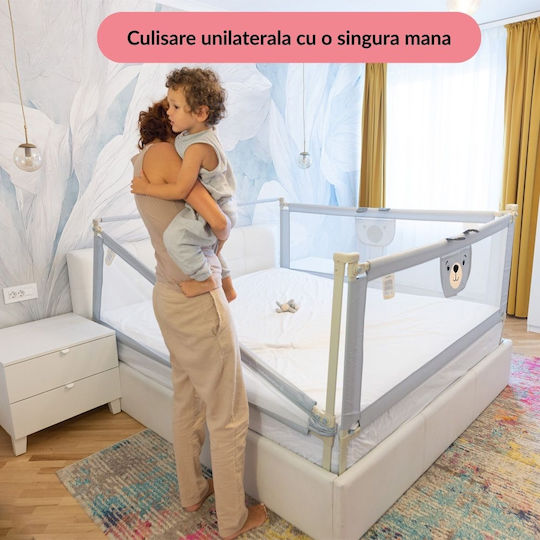 Kidizi Bară de protecție pentru pat Montaj simplu din Metal în Culoare Bej 1buc