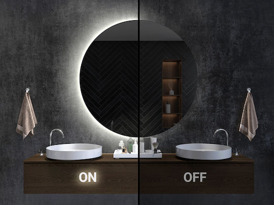 Tulup Cu Iluminare Led Oglindă Rotundă De Baie Led Din Metal 40x40cm