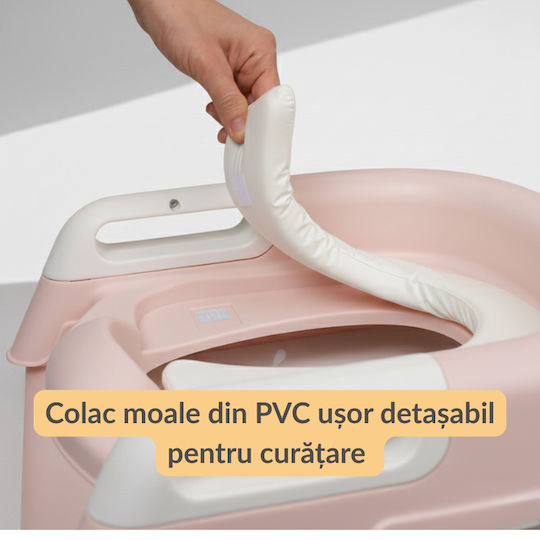 Kidizi Scaun De Toaletă Pentru Copii Roz Cu Treaptă, Mânere Și Pernuță