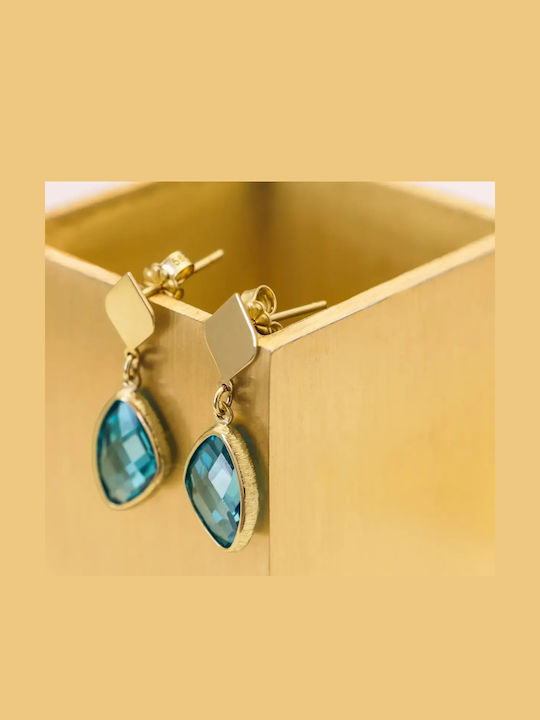 Earrings Pendants made of Gold 14K with Stones