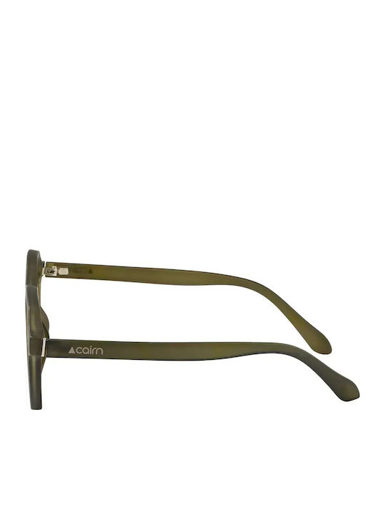 Cairn Unisex Sunglasses with Green Plastic Frame and Brown Lens