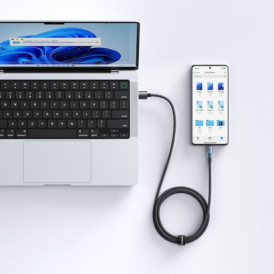Mcdodo LED Braided USB 2.0 Cable USB-C Male - USB-A 66W Black 1.2m CA-8180
