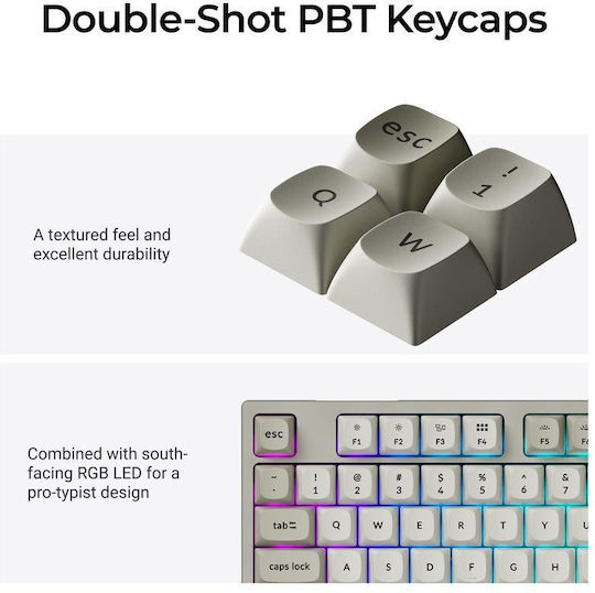 C1 Pro 8K Tastatură de Gaming Mecanică cu Comutatoare Keychron Super Red și Iluminare RGB C1PX-M1 (Engleză SUA) Alb