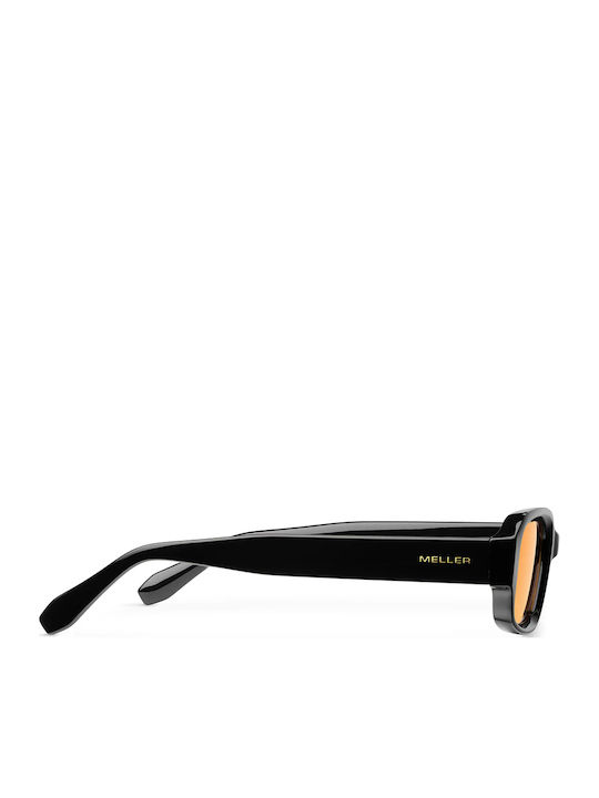 Meller Azzi Unisex Sunglasses with Black Horn-Rimmed Frame and Orange Lenses