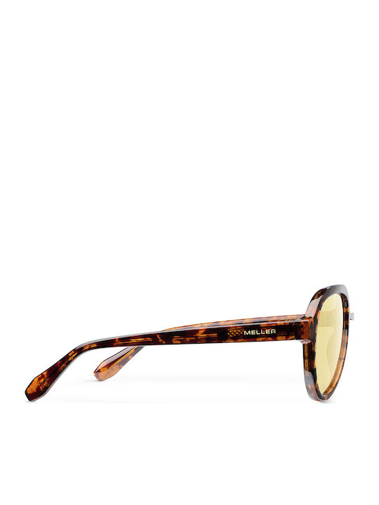 Meller Kena Unisex Sunglasses with Brown Tartaruga Horn-Rimmed Frame and Yellow Lens KN-TIGSUN