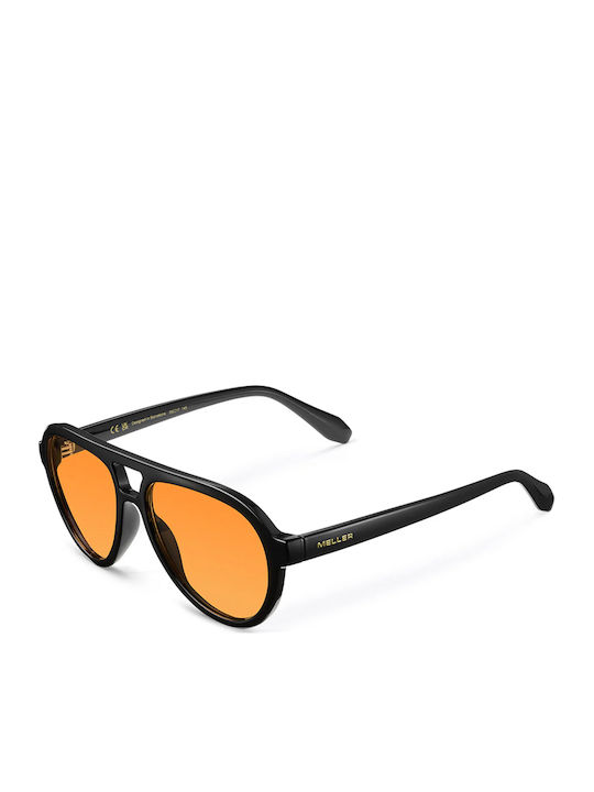Meller Kena Unisex Sunglasses with Black Horn-Rimmed Frame and Orange Lens KN-TUTORANGE