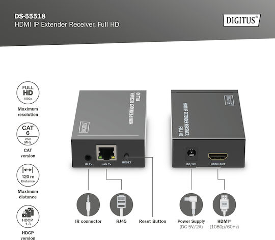 Digitus Hdmi Ip HDMI Extender DS-55518