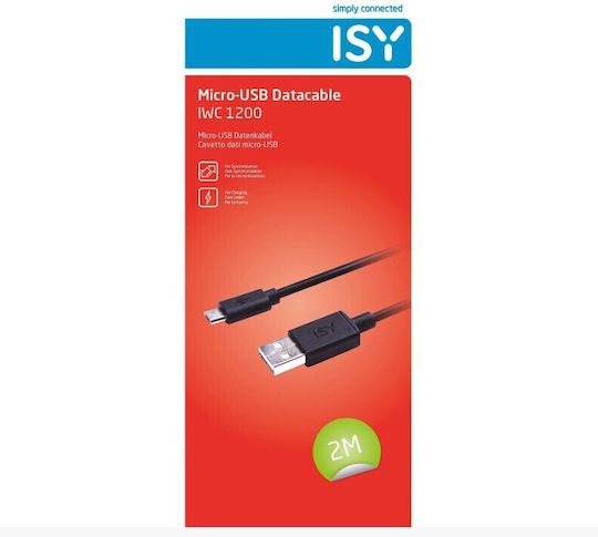 ISY Regular USB 2.0 spre micro USB Cablu Negru 1.2m (500805) 1buc