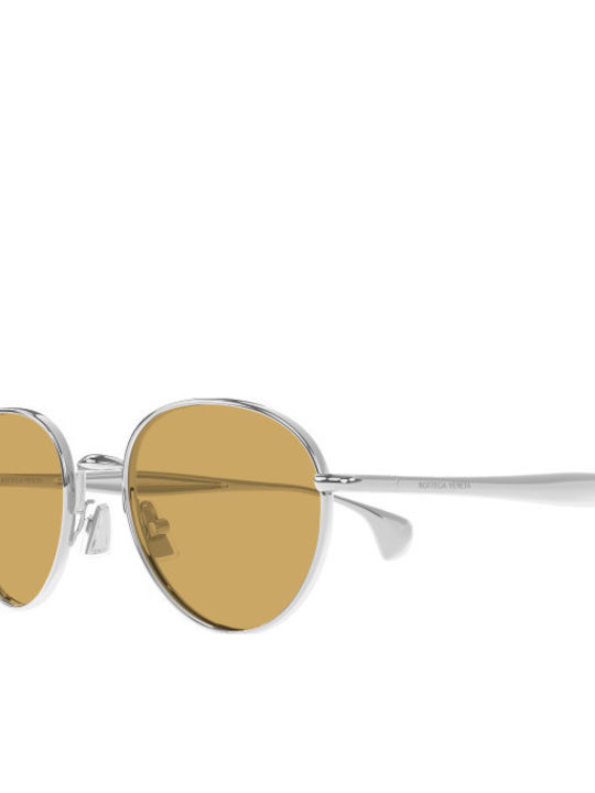 Bottega Veneta Unisex Sonnenbrille mit Silber Metall Gestell und Gelb Spiegel Linse BV1396S 001