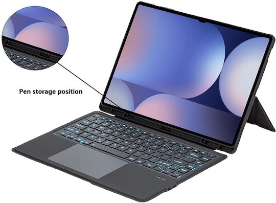 Bluetooth Flip Cover με Πληκτρολόγιο Μαύρη (Samsung Galaxy Tab S8 Ultra, S9 Ultra, S10 Ultra)