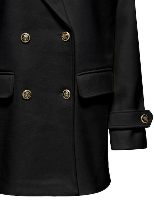 Ingrid Women's Black Coat with Buttons