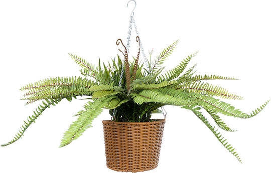 Globostar Artificial Garden Fern Hanging Bouquet Plant 20629 Artificial Hanging Decorative Fern Plant H56cm