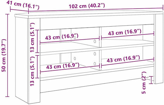 TV Stand Gray Particle Board M102xD40.5xH45cm