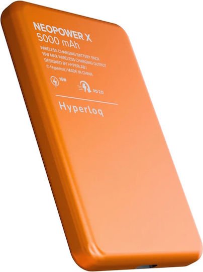 Hyperloq NeoPower X MagSafe 5000mAh 15W with USB-A Port and USB-C Port Orange