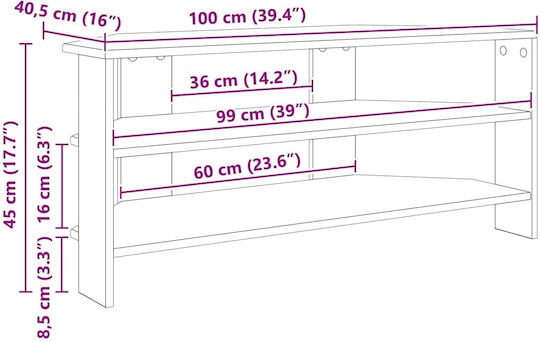 TV-Ständer Grau Spanplatte M102xT40.5xH45cm
