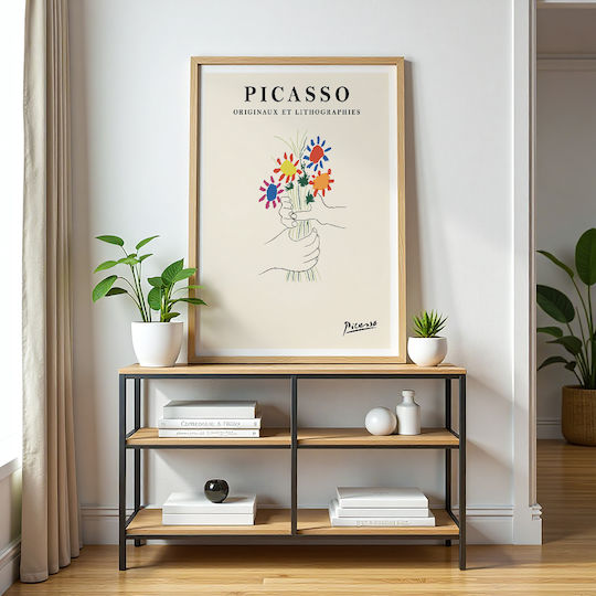 Poster Pablo Picasso Blumen Frieden Kunst250 21cm x 30cm Weißer Kunststoffrahmen