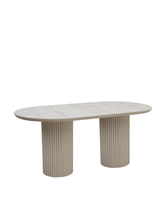 Hazar Table Dining Room Wooden Travertine - Sandstone 180x90x77cm