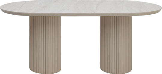 Hazar Masă Sala de mese Lemnoasă Travertine - Sandstone 180x90x77buc