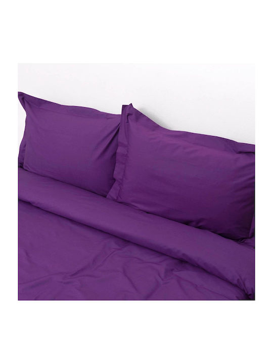 Viopros Viopros Coverlet Set Double Cotton Damask Purple 220x240cm 3 Pieces