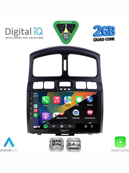 Digital IQ Car Audio System for Hyundai Santa Fe 2003-2006 (Bluetooth/USB/WiFi/GPS/Apple-Carplay/Android-Auto) with Touch Screen 9"