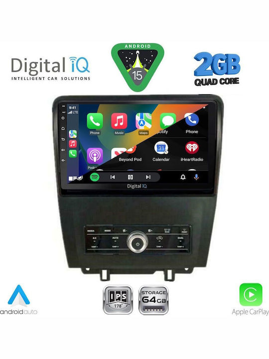 Digital IQ Car Audio System for Ford Mustang 2010-2015 (Bluetooth/USB/WiFi/GPS/Apple-Carplay/Android-Auto) with Touch Screen 9"