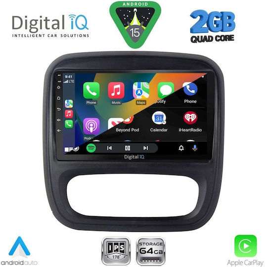 Digital IQ Ηχοσύστημα Αυτοκινήτου για Opel Vivaro Renault Trafic Nissan NV300 2014-2019 (Bluetooth/USB/WiFi/GPS/Apple-Carplay/Android-Auto) με Οθόνη Αφής 9"