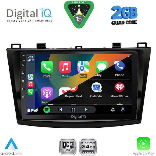 Digital IQ Ηχοσύστημα Αυτοκινήτου για Mazda 3 2009-2014 (Bluetooth/USB/WiFi/GPS/Apple-Carplay/Android-Auto) με Οθόνη Αφής 9"