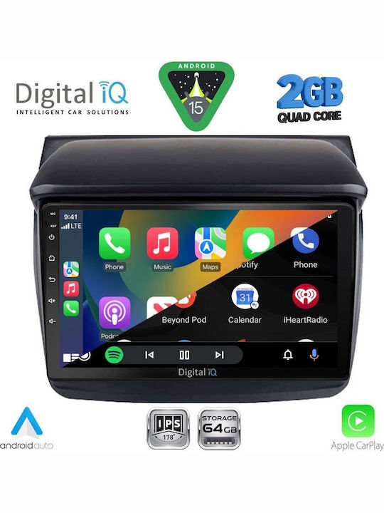 Digital IQ Auto-Audiosystem für Mitsubishi L200 2006-2015 (Bluetooth/USB/WiFi/GPS/Apple-Carplay/Android-Auto) mit Touchscreen 9"