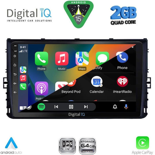 Digital IQ Car Audio System for Volkswagen Polo / T-Roc / T-Cross 2017 (Bluetooth/USB/WiFi/GPS/Apple-Carplay/Android-Auto) with Touch Screen 9"