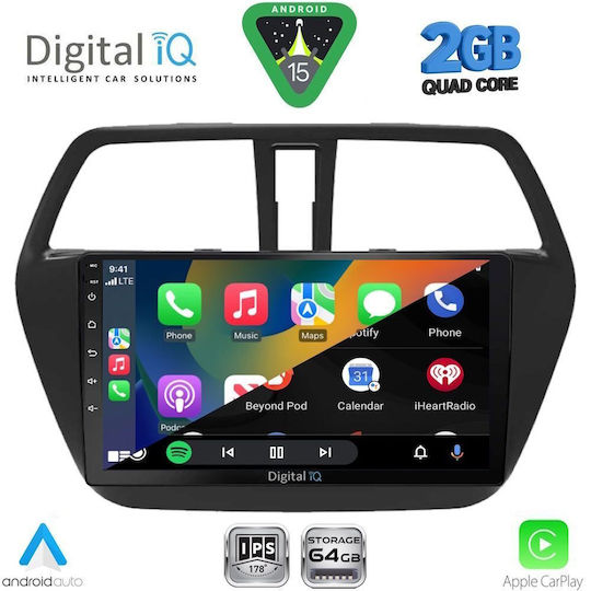 Digital IQ Car Audio System for Suzuki SX4 S-Cross 2014-2021 (Bluetooth/USB/WiFi/GPS/Apple-Carplay/Android-Auto) with Touch Screen 9"