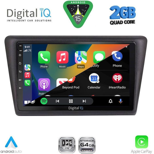 Digital IQ Ηχοσύστημα Αυτοκινήτου για Skoda Rapid 2014-2019 (Bluetooth/USB/WiFi/GPS/Apple-Carplay/Android-Auto) με Οθόνη Αφής 9"