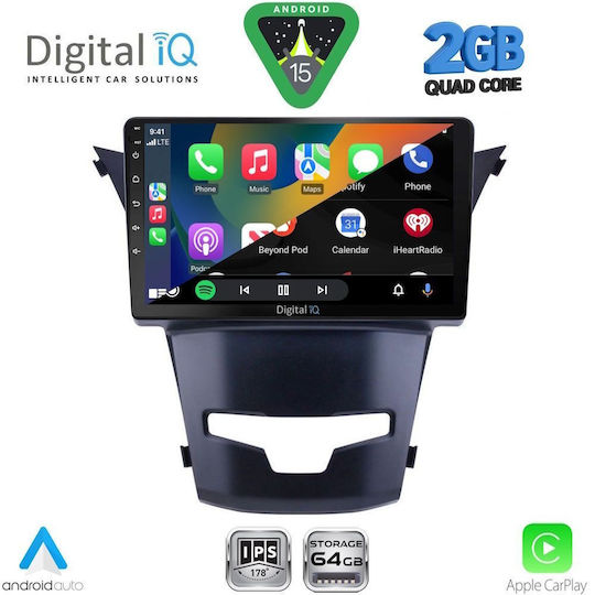 Digital IQ Car Audio System for Daewoo Korando Ssangyong Korando 2014-2019 (Bluetooth/USB/WiFi/GPS/Apple-Carplay/Android-Auto) with Touch Screen 9"