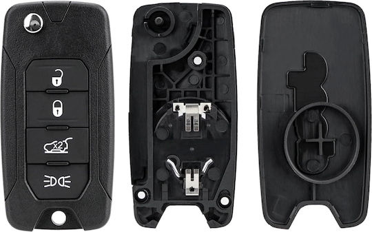 Techstar Husă Flip Pentru Chei Auto 4 Butoane Compatibil Jeep Renegade Compass Patriot Liberty 2014–2021 Fiat 500x Blade