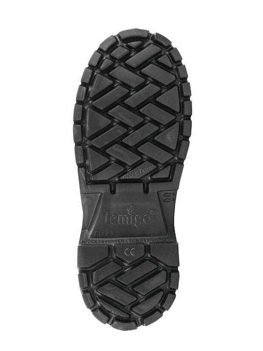 Lemigo Non-Slip Work Wellies with Fur Black