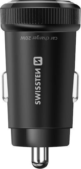 Swissten Handy-Autoladegerät Schnellladen 20w Usb-C Power Delivery Usb 3.0 Schwarz