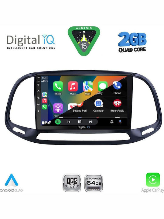 Digital IQ Car Audio System for Opel Combo Fiat Doblo 2015-2018 (Bluetooth/USB/WiFi/GPS/Apple-Carplay/Android-Auto) with Touch Screen 9"