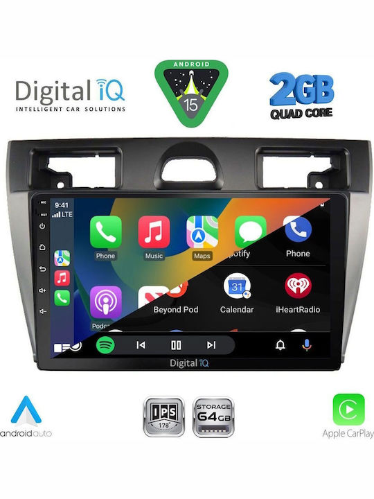 Digital IQ Car Audio System for Ford Fiesta 2005-2008 (Bluetooth/USB/WiFi/GPS/Apple-Carplay/Android-Auto) with Touch Screen 9"