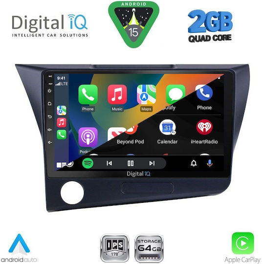 Digital IQ Car Audio System for Honda CR-Z 2010-2016 (Bluetooth/USB/WiFi/GPS/Apple-Carplay/Android-Auto) with Touch Screen 9"