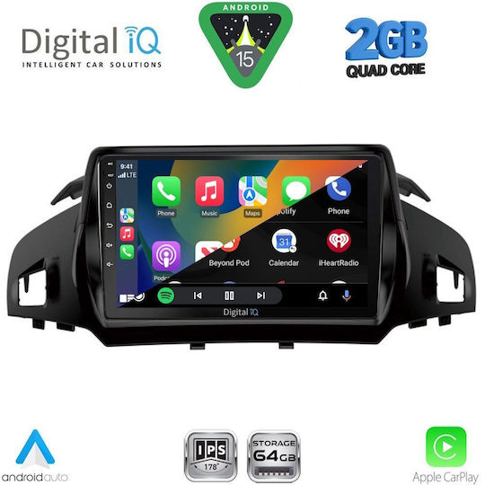 Digital IQ Car Audio System for Ford Kuga / C-Max 2011 (Bluetooth/USB/WiFi/GPS/Apple-Carplay/Android-Auto) with Touch Screen 9"