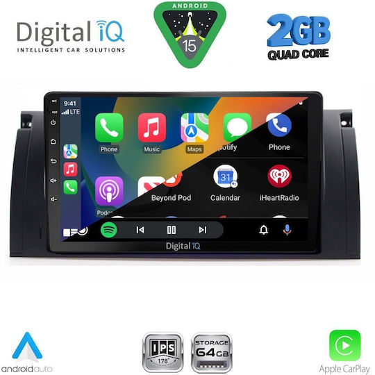 Digital IQ Ηχοσύστημα Αυτοκινήτου για BMW Σειρά 5 (E39) / X5 (E53) 1997-2005 (Bluetooth/USB/WiFi/GPS/Apple-Carplay/Android-Auto) με Οθόνη Αφής 9"