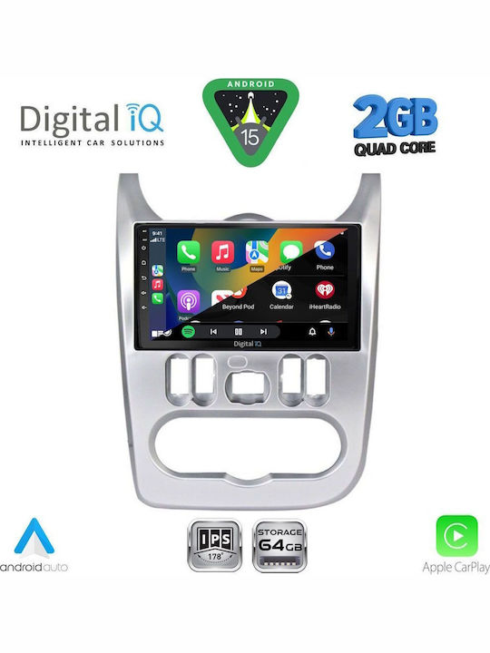 Digital IQ Car Audio System for Renault Logan Dacia Duster / Logan / Sandero 2006-2012 (Bluetooth/USB/WiFi/GPS/Apple-Carplay/Android-Auto) with Touch Screen 9"
