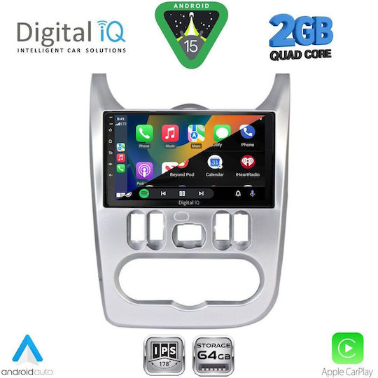 Digital IQ Car Audio System for Renault Logan Dacia Duster / Logan / Sandero 2006-2012 (Bluetooth/USB/WiFi/GPS/Apple-Carplay/Android-Auto) with Touch Screen 9"