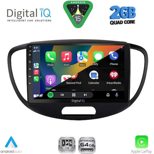Digital IQ Ηχοσύστημα Αυτοκινήτου για Hyundai i10 2008-2013 (Bluetooth/USB/WiFi/GPS/Apple-Carplay/Android-Auto) με Οθόνη Αφής 9"
