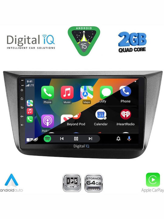 Digital IQ Car Audio System for Seat Altea 2004-2015 (Bluetooth/USB/WiFi/GPS/Apple-Carplay/Android-Auto) with Touch Screen 9"