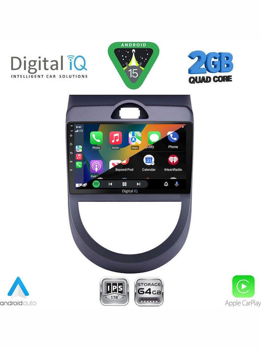 Digital IQ Auto-Audiosystem für Kia Seele 2008-2013 (Bluetooth/USB/WiFi/GPS/Apple-Carplay/Android-Auto) mit Touchscreen 9"